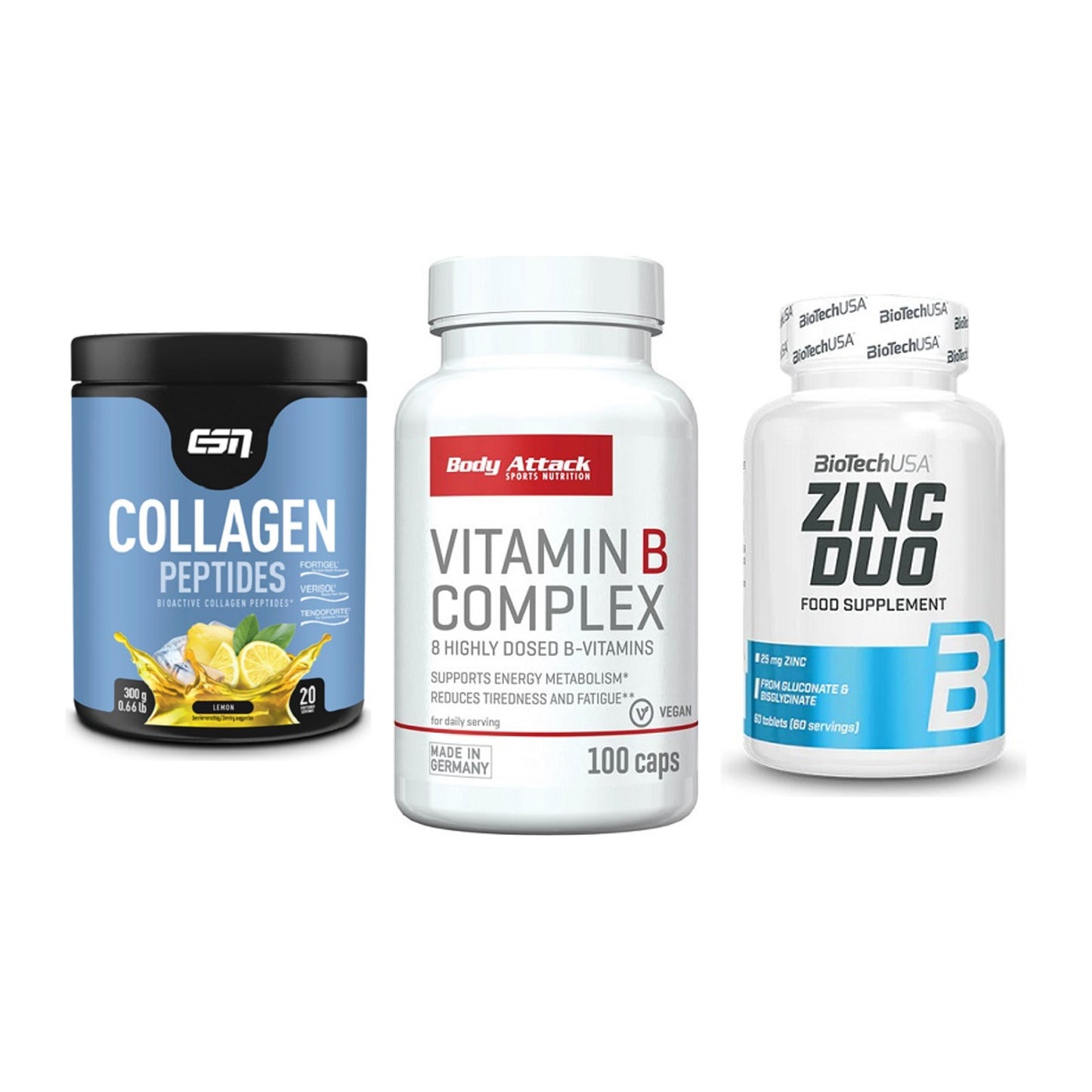 Haut, Haare & Nägel: ESN Collagen + Body Attack + BioTech Zinc – alle enthaltenen Artikel