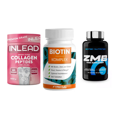 Haut, Haare & Nägel: INLEAD Collage + ProFuel BIOTIN + Scitec ZMB – alle enthaltenen Artikel