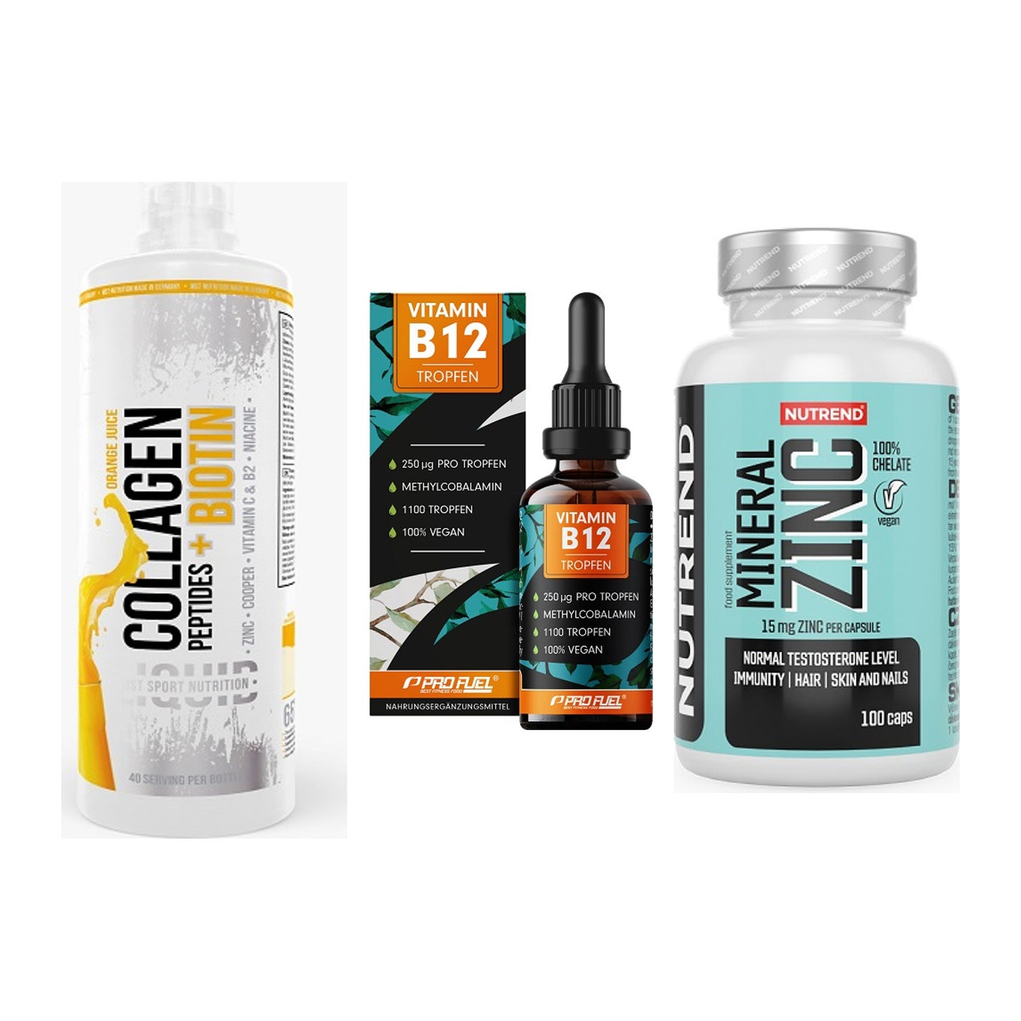 Haut, Haare & Nägel: MST Collagen + ProFuel Vitami + Nutrend Zinc – alle enthaltenen Artikel