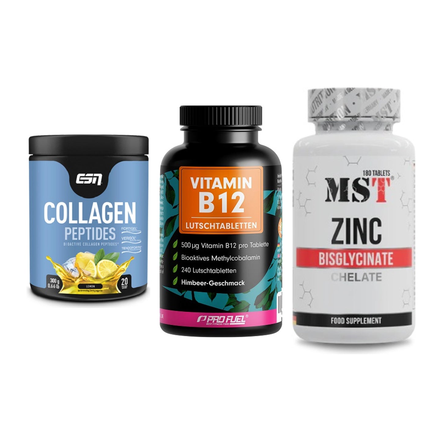 Haut, Haare & Nägel: ESN Collagen + ProFuel Vitami + MST Zinc – alle enthaltenen Artikel