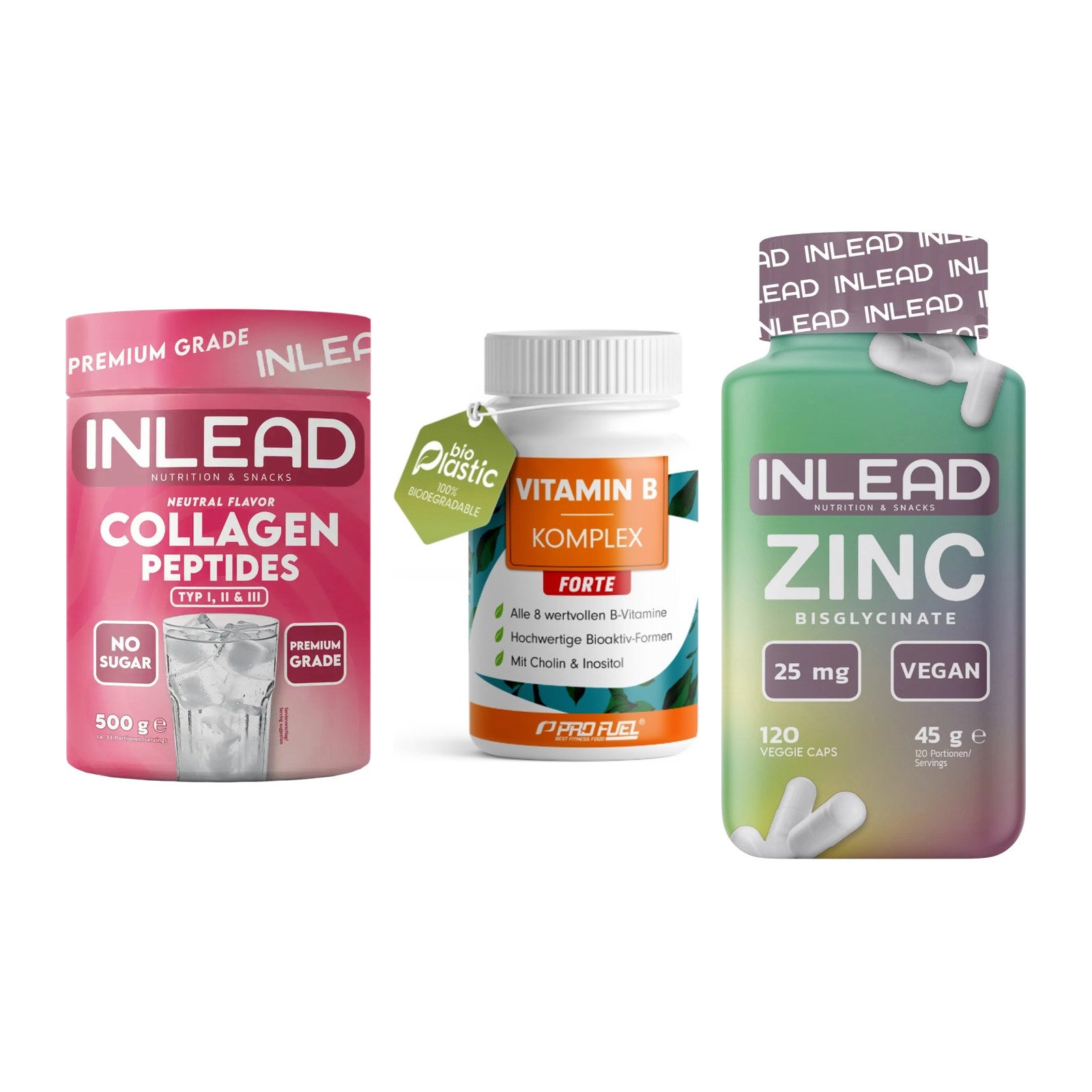 Haut, Haare & Nägel: INLEAD Collage + ProFuel Vitami + INLEAD Zink – alle enthaltenen Artikel