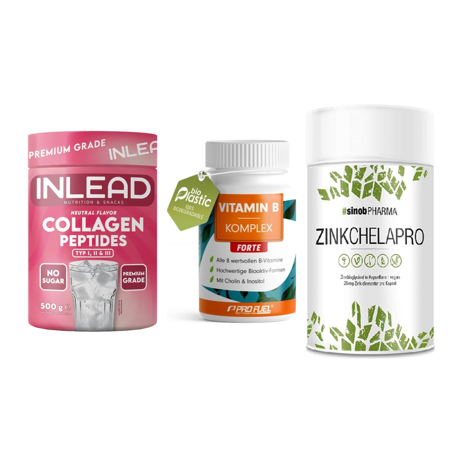 Haut, Haare & Nägel: INLEAD Collage + ProFuel Vitami + Sinob Zink – alle enthaltenen Artikel