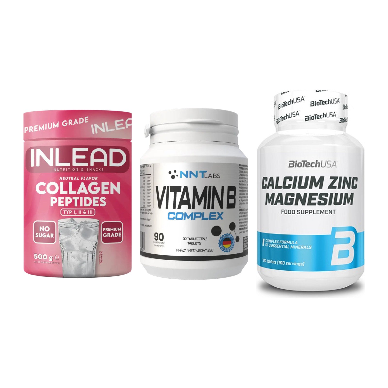 Haut, Haare & Nägel: INLEAD Collage + NNT Vitamin B + BioTech Calciu – alle enthaltenen Artikel