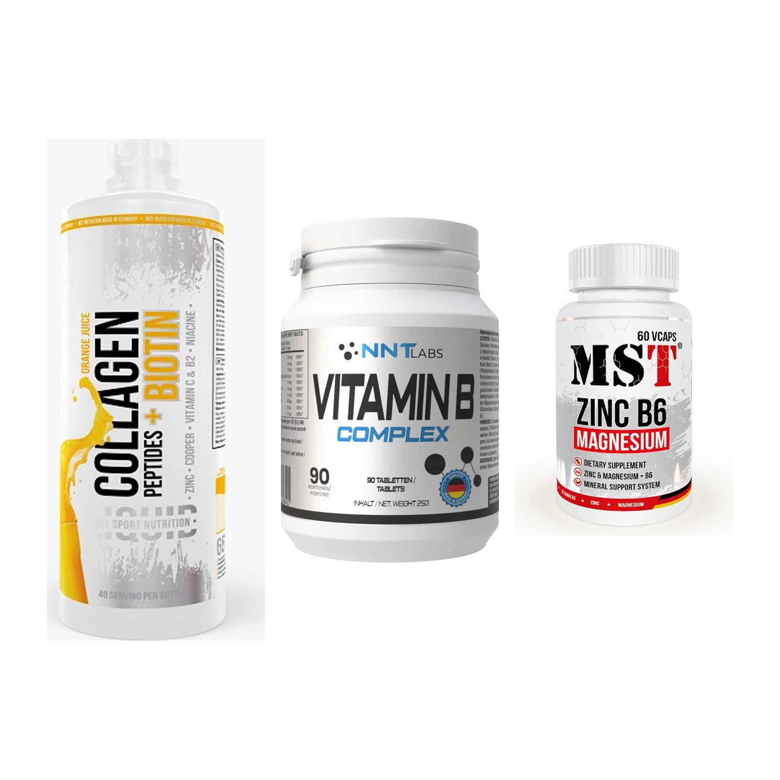 Haut, Haare & Nägel: MST Collagen + NNT Vitamin B + MST Zinc – alle enthaltenen Artikel