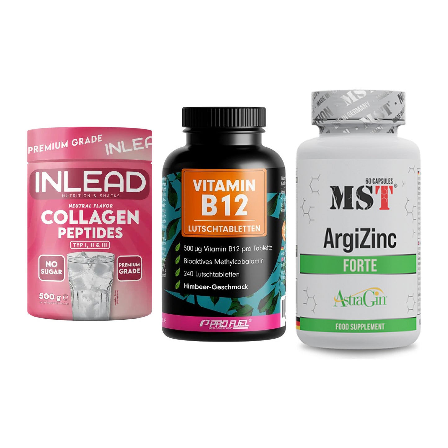 Haut, Haare & Nägel: INLEAD Collage + ProFuel Vitami + MST ArgiZinc – alle enthaltenen Artikel