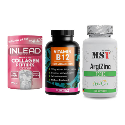 Haut, Haare & Nägel: INLEAD Collage + ProFuel Vitami + MST ArgiZinc – alle enthaltenen Artikel