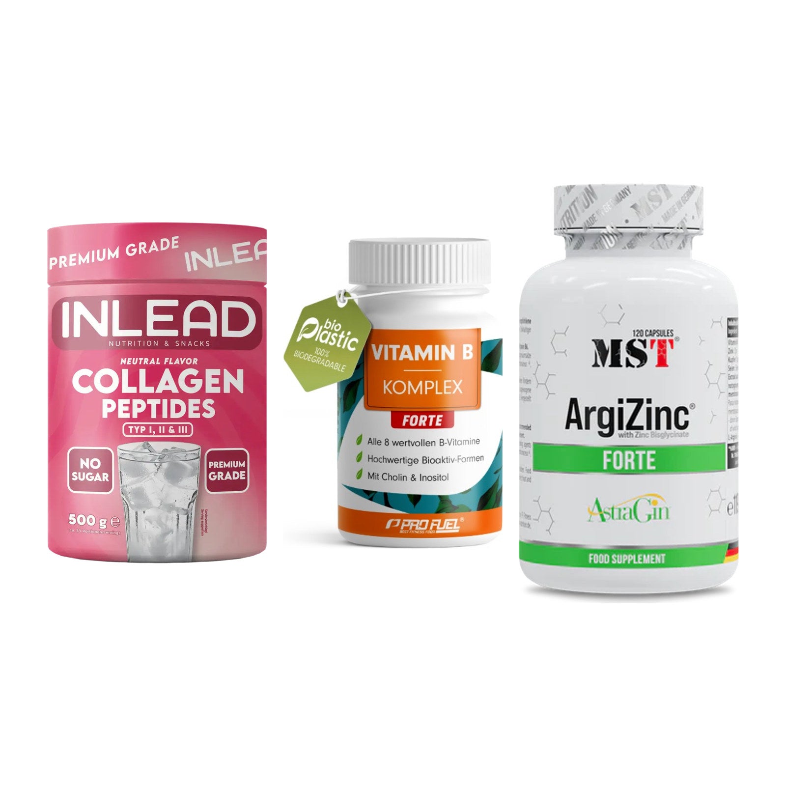 Haut, Haare & Nägel: INLEAD Collage + ProFuel Vitami + MST ArgiZinc – alle enthaltenen Artikel