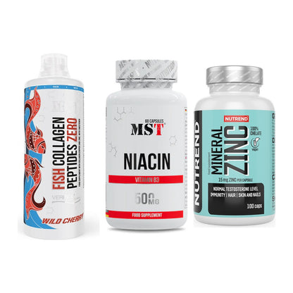 Haut, Haare & Nägel: MST Fish + MST Niacin + Nutrend Zinc – alle enthaltenen Artikel