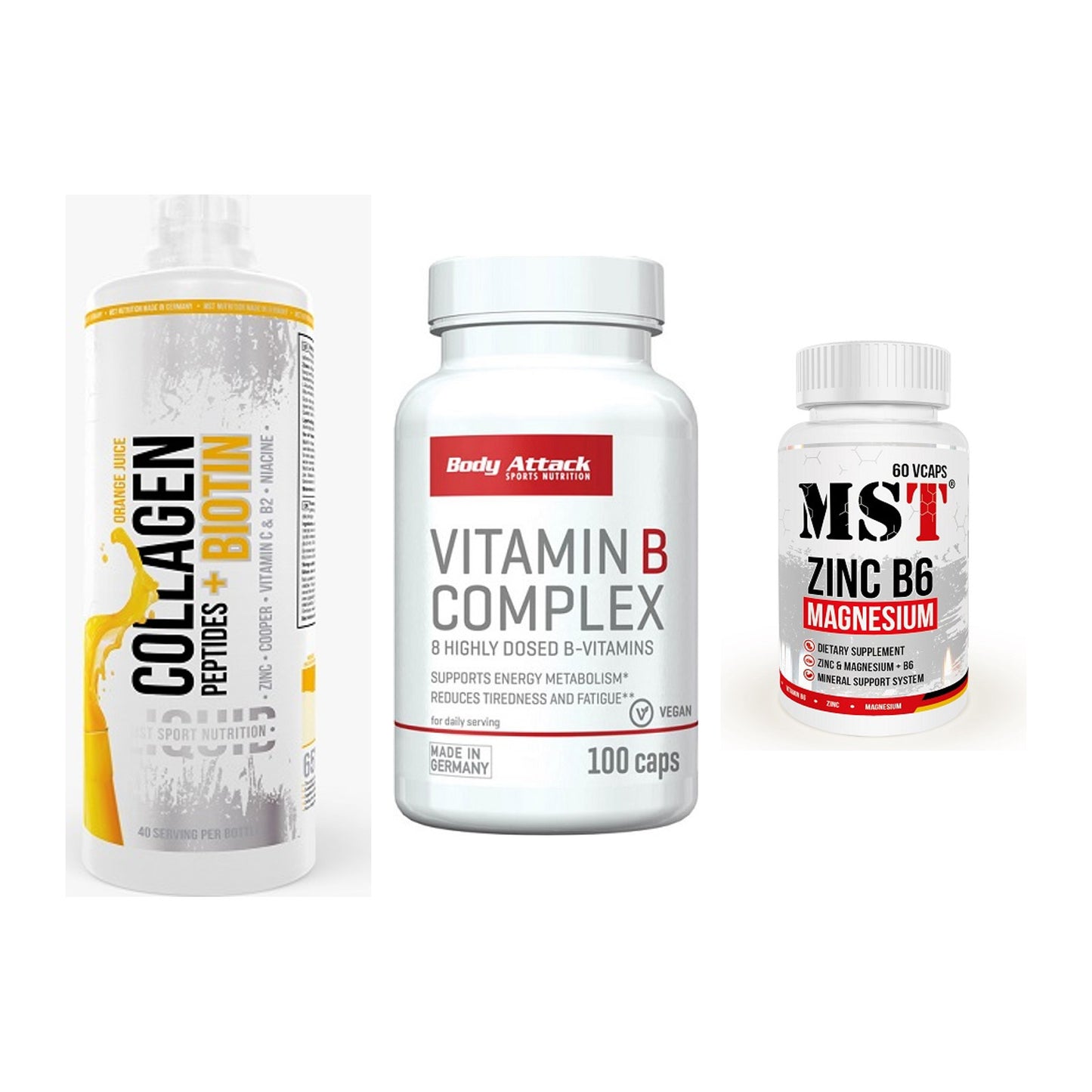 Haut, Haare & Nägel: MST Collagen + Body Attack + MST Zinc – alle enthaltenen Artikel