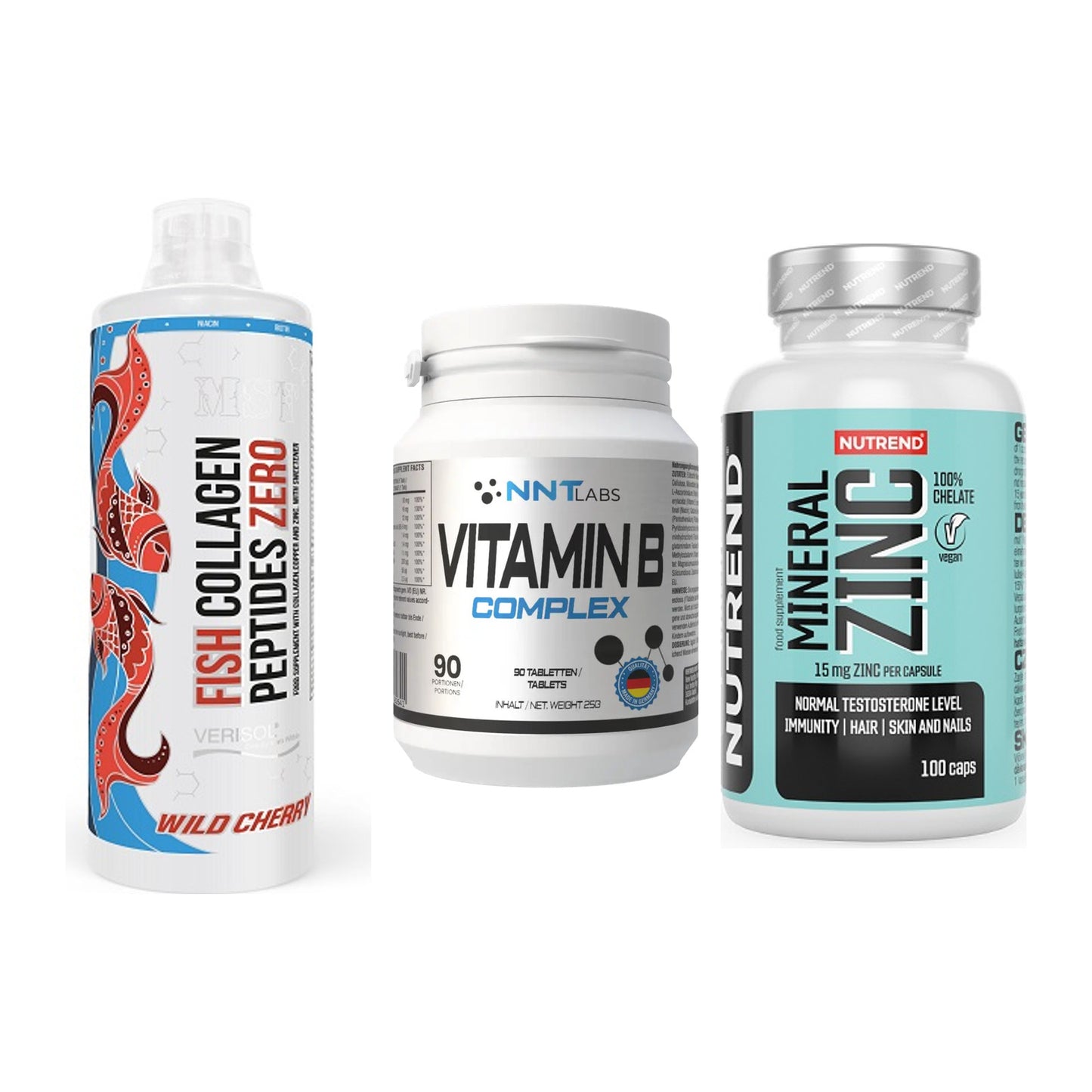 Haut, Haare & Nägel: MST Fish + NNT Vitamin B + Nutrend Zinc – alle enthaltenen Artikel