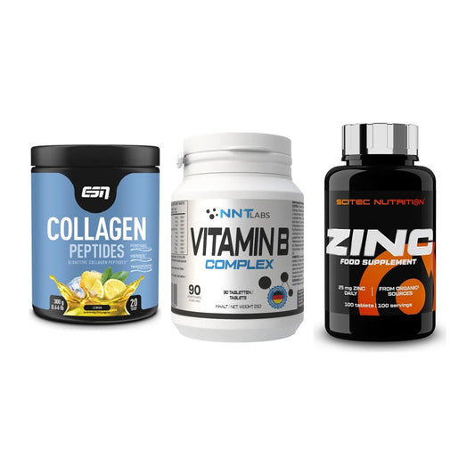 Haut, Haare & Nägel: ESN Collagen + NNT Vitamin B + Scitec Zinc – alle enthaltenen Artikel