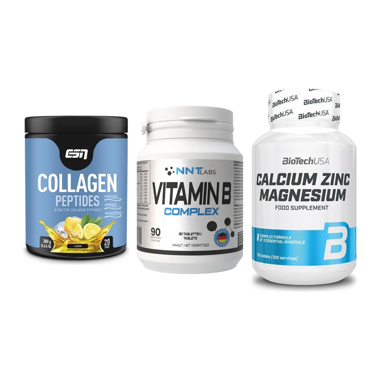 Haut, Haare & Nägel: ESN Collagen + NNT Vitamin B + BioTech Calciu – alle enthaltenen Artikel