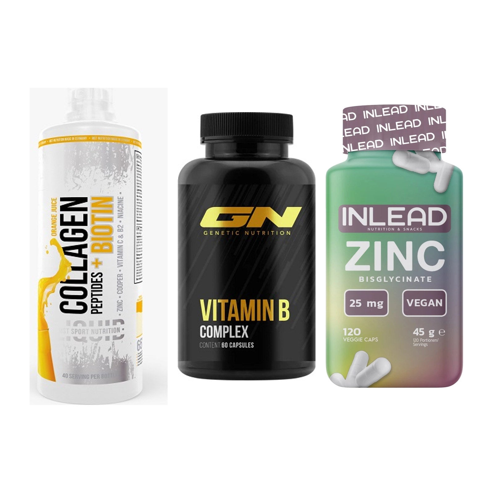 Haut, Haare & Nägel: MST Collagen + GN Vitamin + INLEAD Zink – alle enthaltenen Artikel