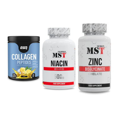 Haut, Haare & Nägel: ESN Collagen + MST Niacin + MST Zinc – alle enthaltenen Artikel