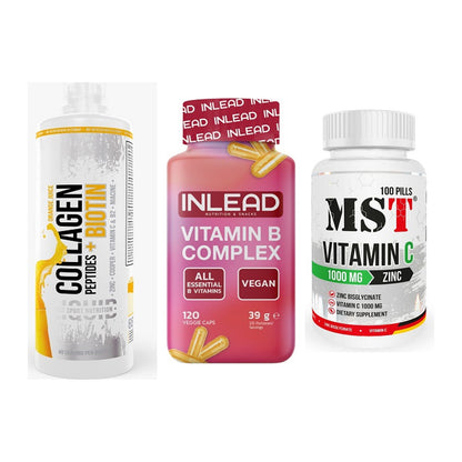 Haut, Haare & Nägel: MST Collagen + INLEAD Vitamin + MST Vitamin C – alle enthaltenen Artikel