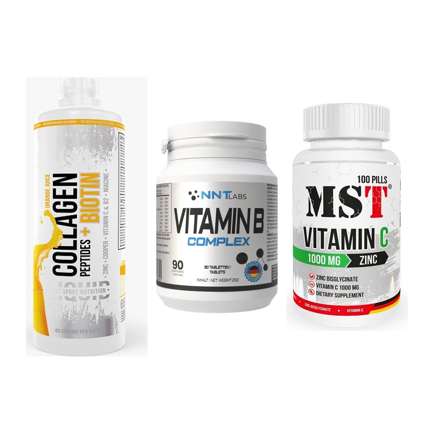 Haut, Haare & Nägel: MST Collagen + NNT Vitamin B + MST Vitamin C – alle enthaltenen Artikel