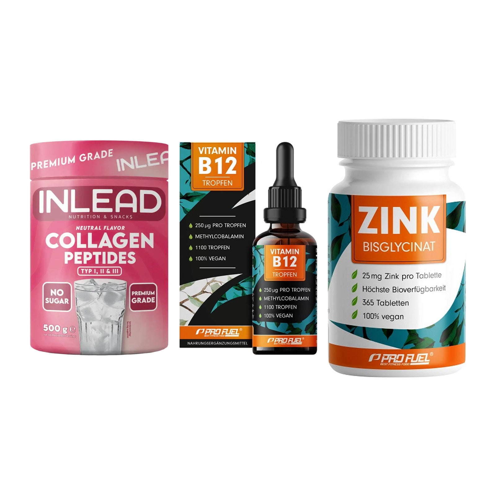 Haut, Haare & Nägel: INLEAD Collage + ProFuel Vitami + ProFuel Zink – alle enthaltenen Artikel