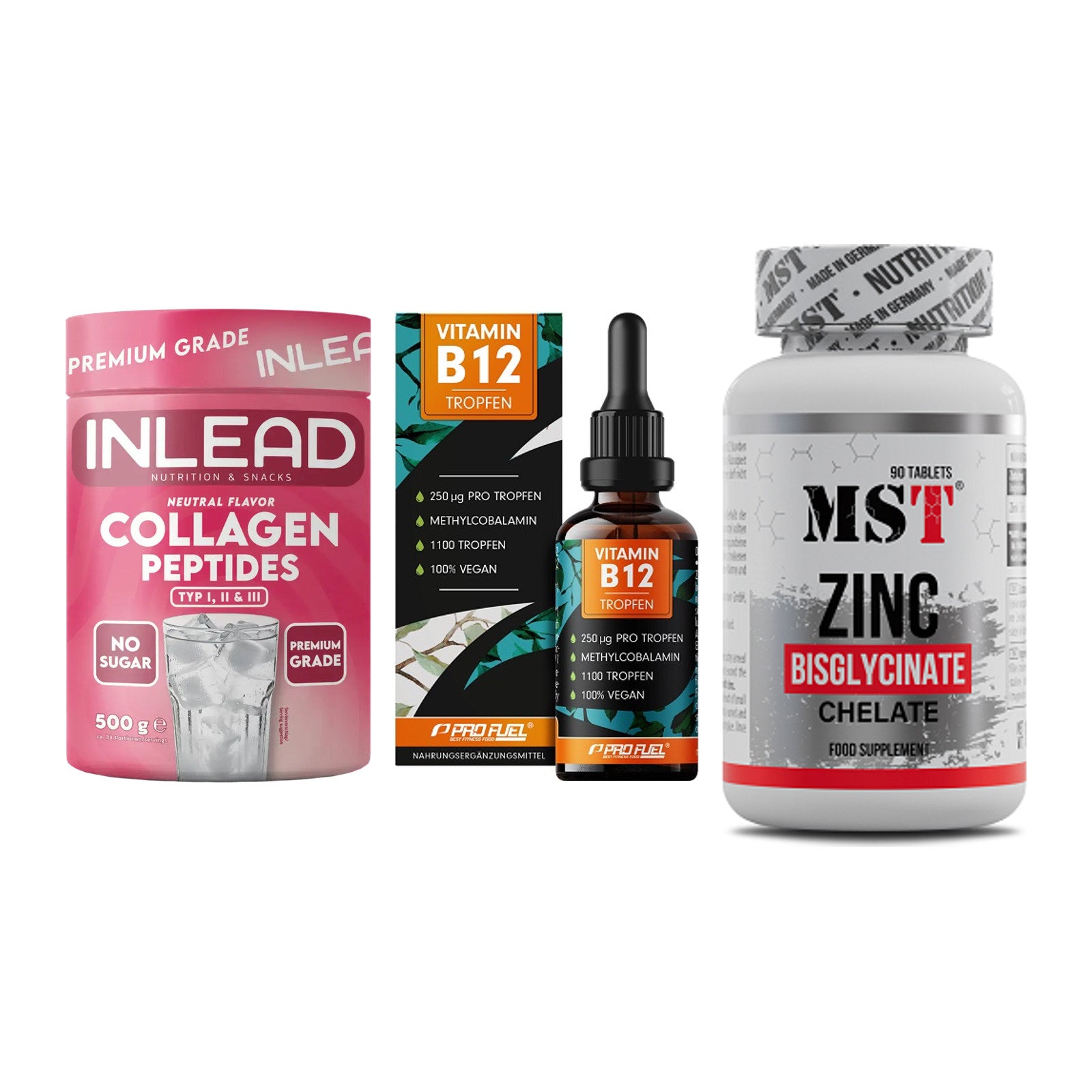 Haut, Haare & Nägel: INLEAD Collage + ProFuel Vitami + MST Zinc – alle enthaltenen Artikel