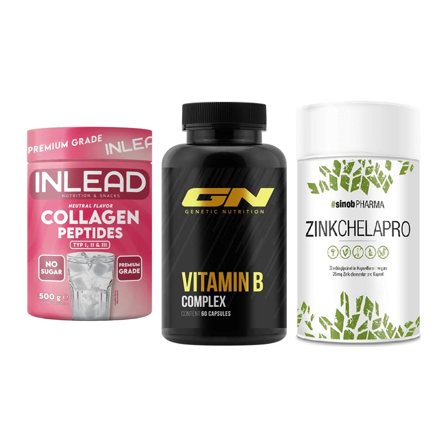 Haut, Haare & Nägel: INLEAD Collage + GN Vitamin + Sinob Zink – alle enthaltenen Artikel