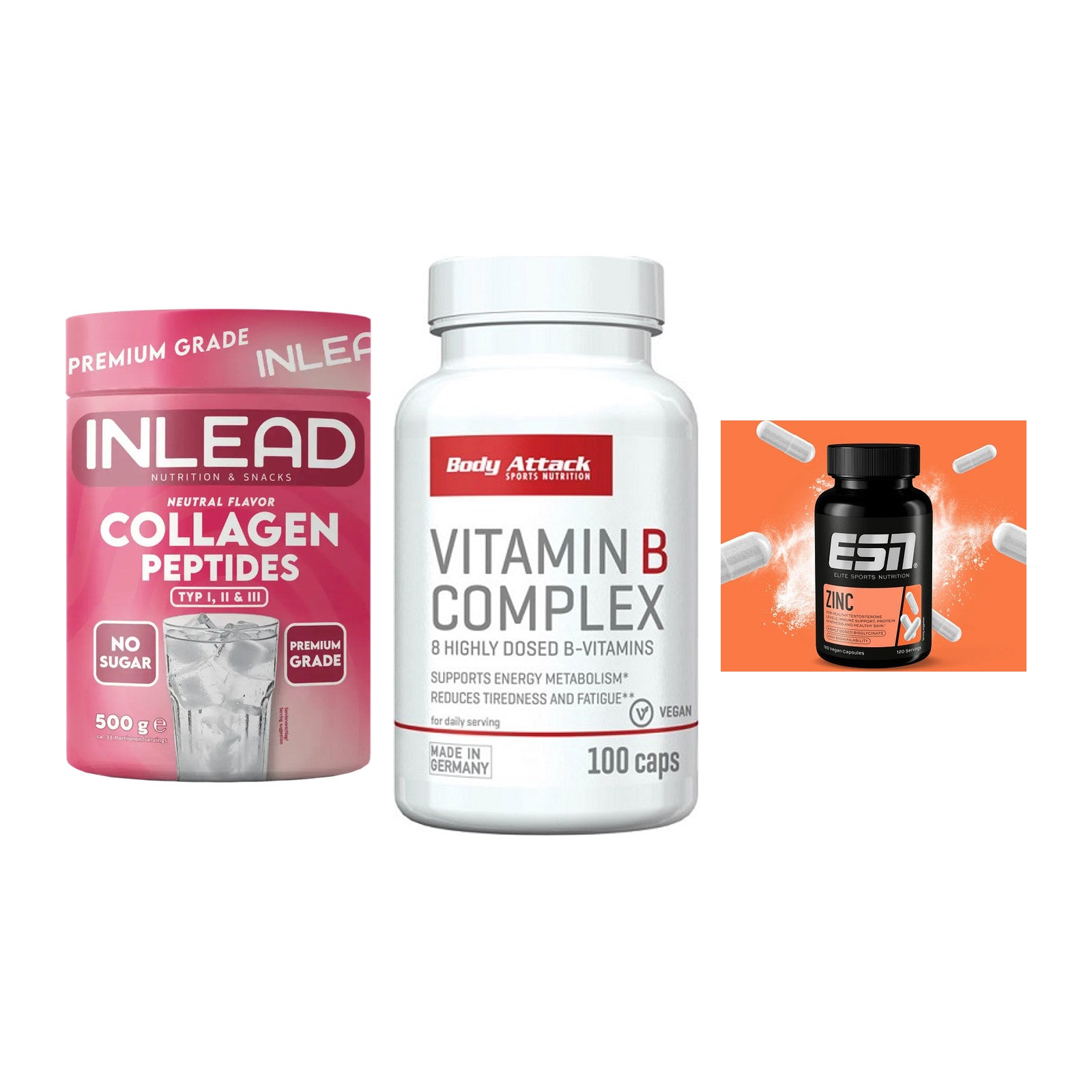 Haut, Haare & Nägel: INLEAD Collage + Body Attack + ESN Zinc – alle enthaltenen Artikel