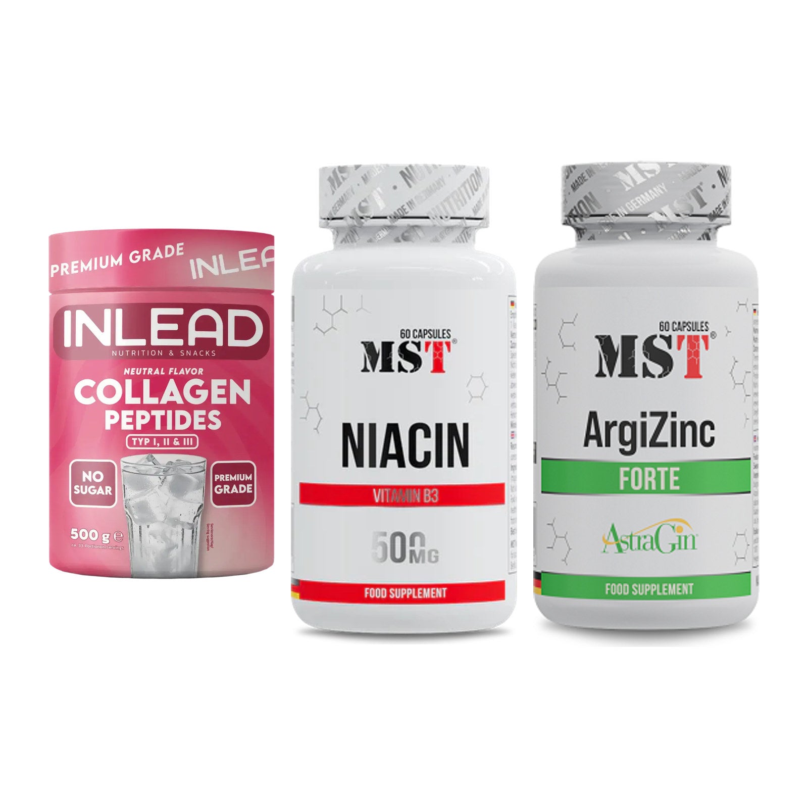 Haut, Haare & Nägel: INLEAD Collage + MST Niacin + MST ArgiZinc – alle enthaltenen Artikel