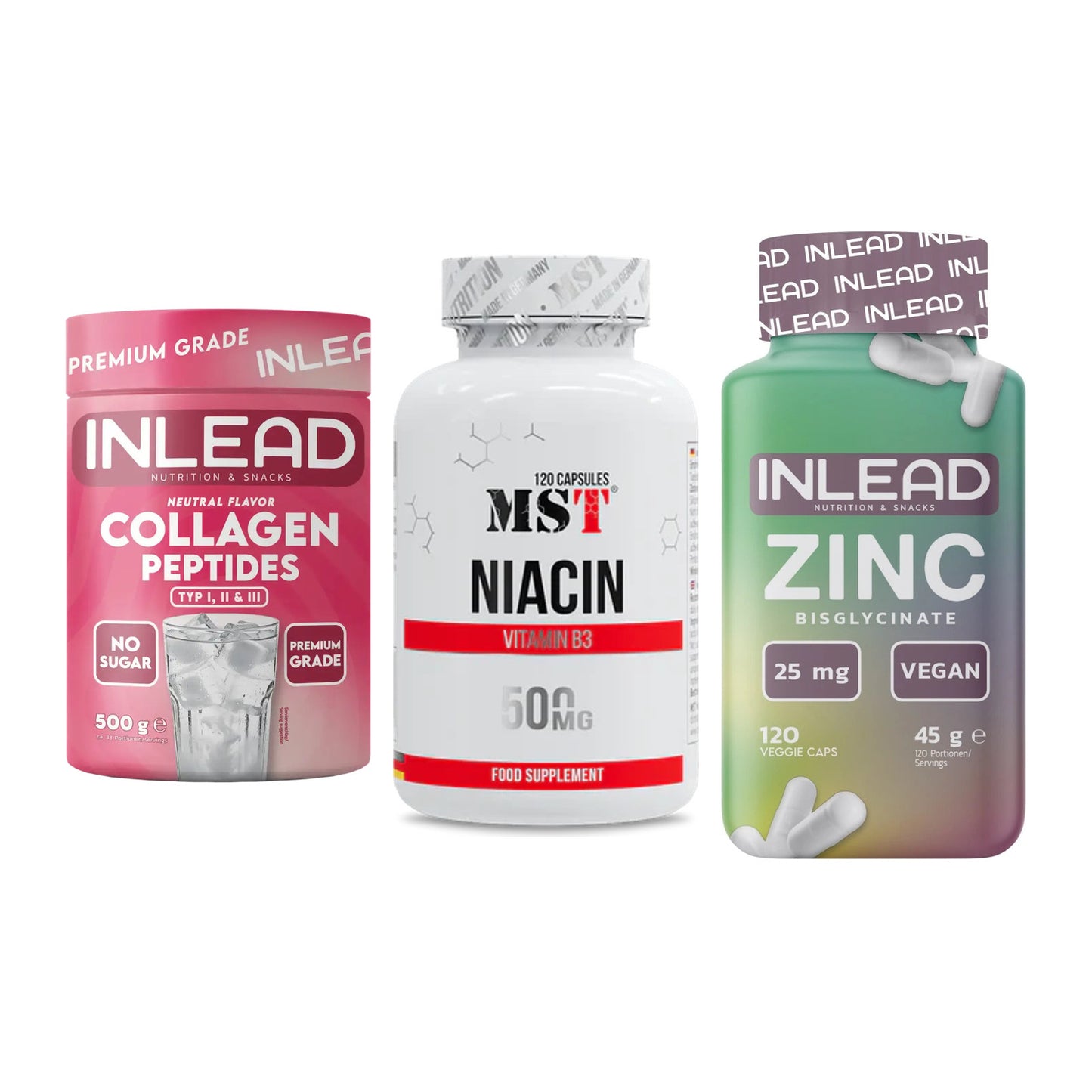 Haut, Haare & Nägel: INLEAD Collage + MST Niacin + INLEAD Zink – alle enthaltenen Artikel