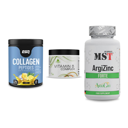 Haut, Haare & Nägel: ESN Collagen + Peak Vitamin B + MST ArgiZinc – alle enthaltenen Artikel