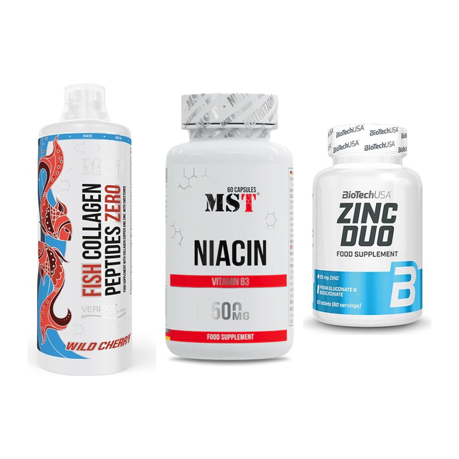 Haut, Haare & Nägel: MST Fish + MST Niacin + BioTech Zinc – alle enthaltenen Artikel