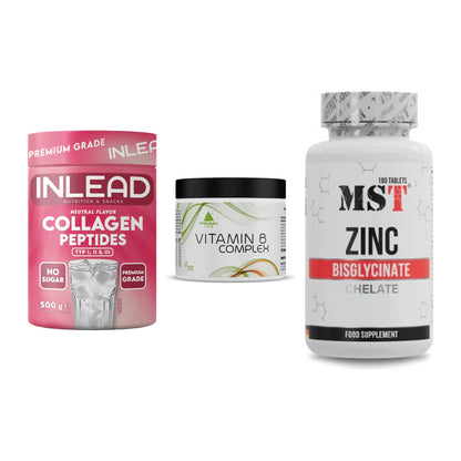 Haut, Haare & Nägel: INLEAD Collage + Peak Vitamin B + MST Zinc – alle enthaltenen Artikel