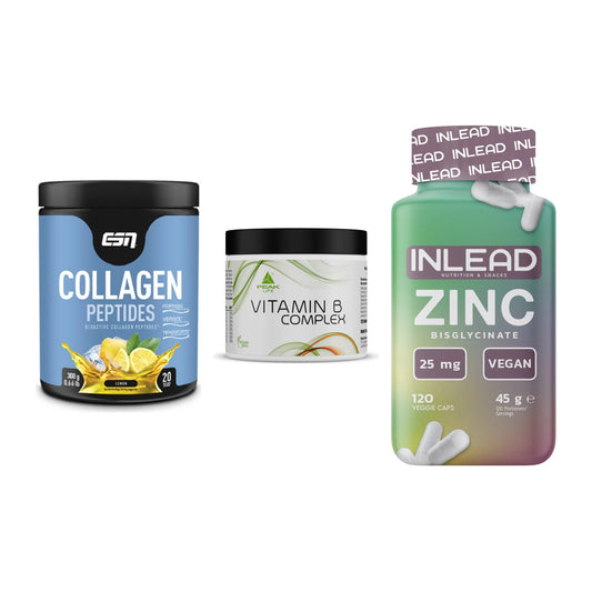 Haut, Haare & Nägel: ESN Collagen + Peak Vitamin B + INLEAD Zink – alle enthaltenen Artikel