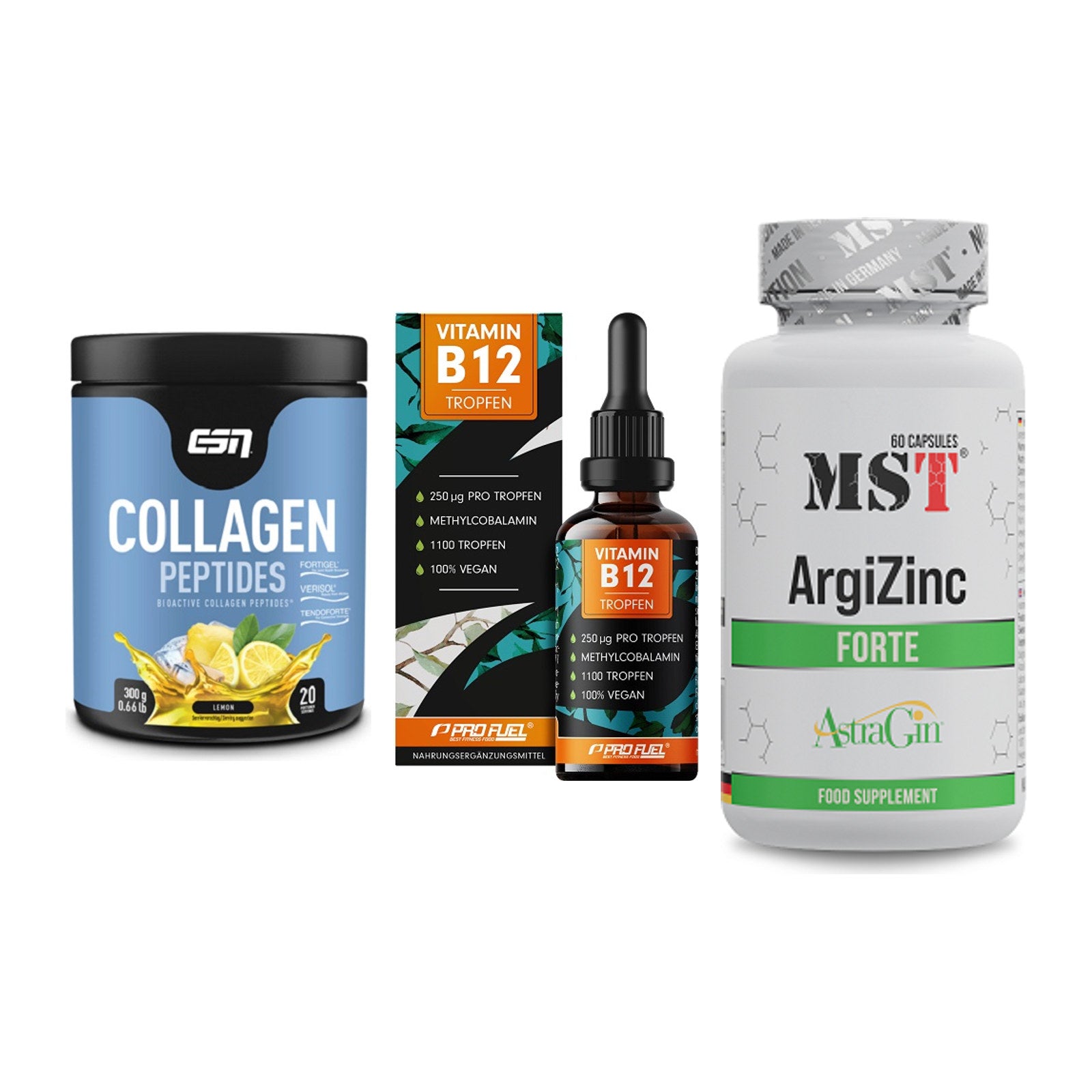 Haut, Haare & Nägel: ESN Collagen + ProFuel Vitami + MST ArgiZinc – alle enthaltenen Artikel