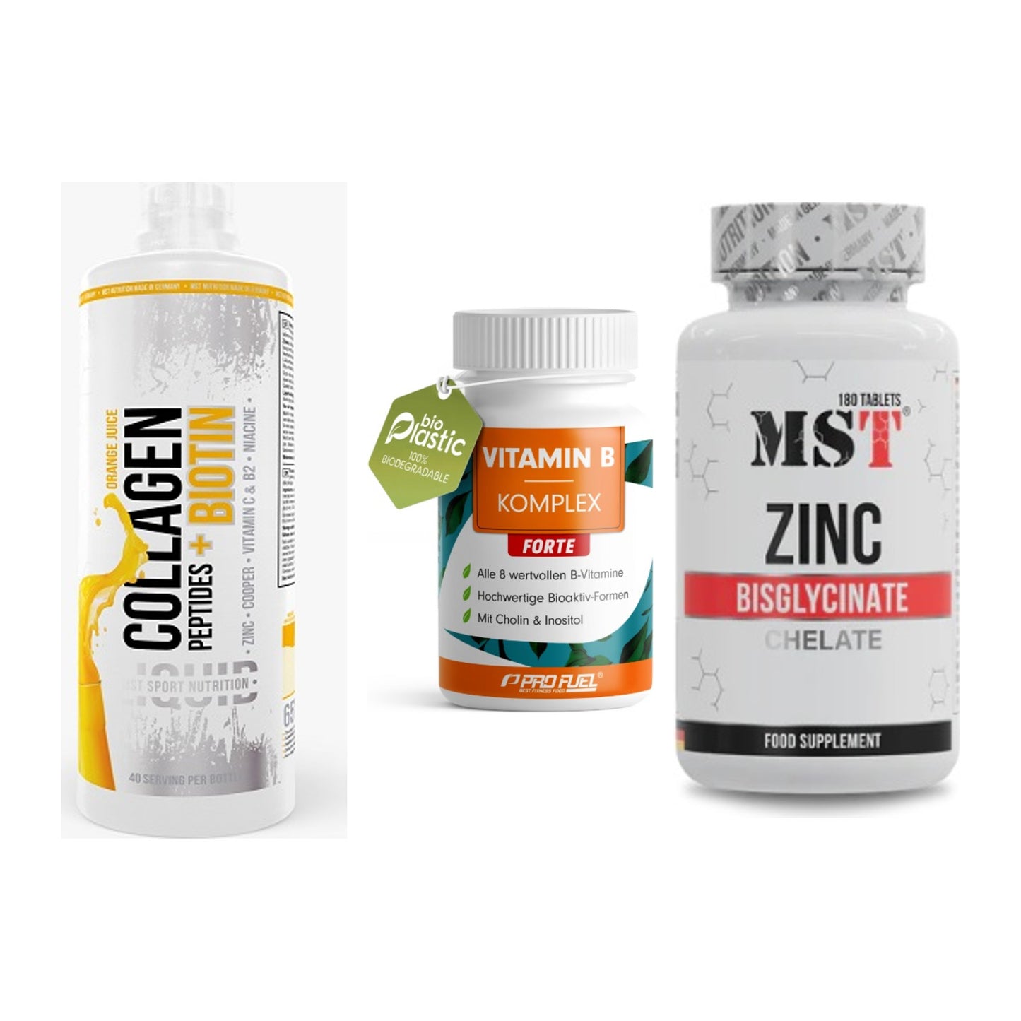 Haut, Haare & Nägel: MST Collagen + ProFuel Vitami + MST Zinc – alle enthaltenen Artikel