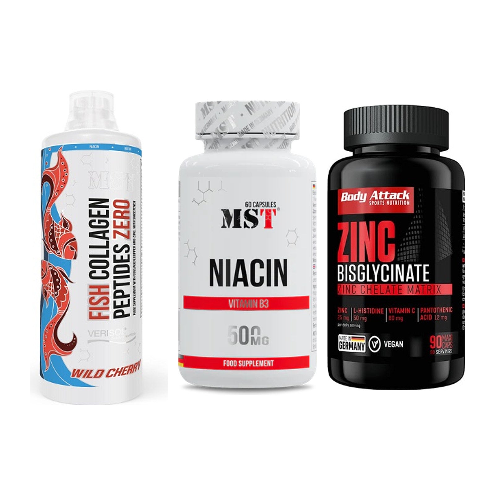 Haut, Haare & Nägel: MST Fish + MST Niacin + Body Attack – alle enthaltenen Artikel