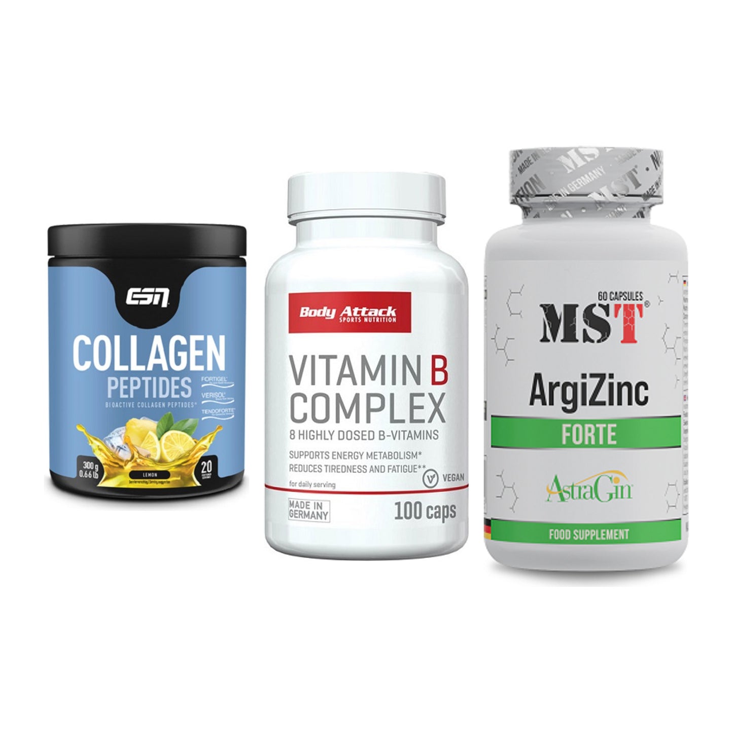 Haut, Haare & Nägel: ESN Collagen + Body Attack + MST ArgiZinc – alle enthaltenen Artikel