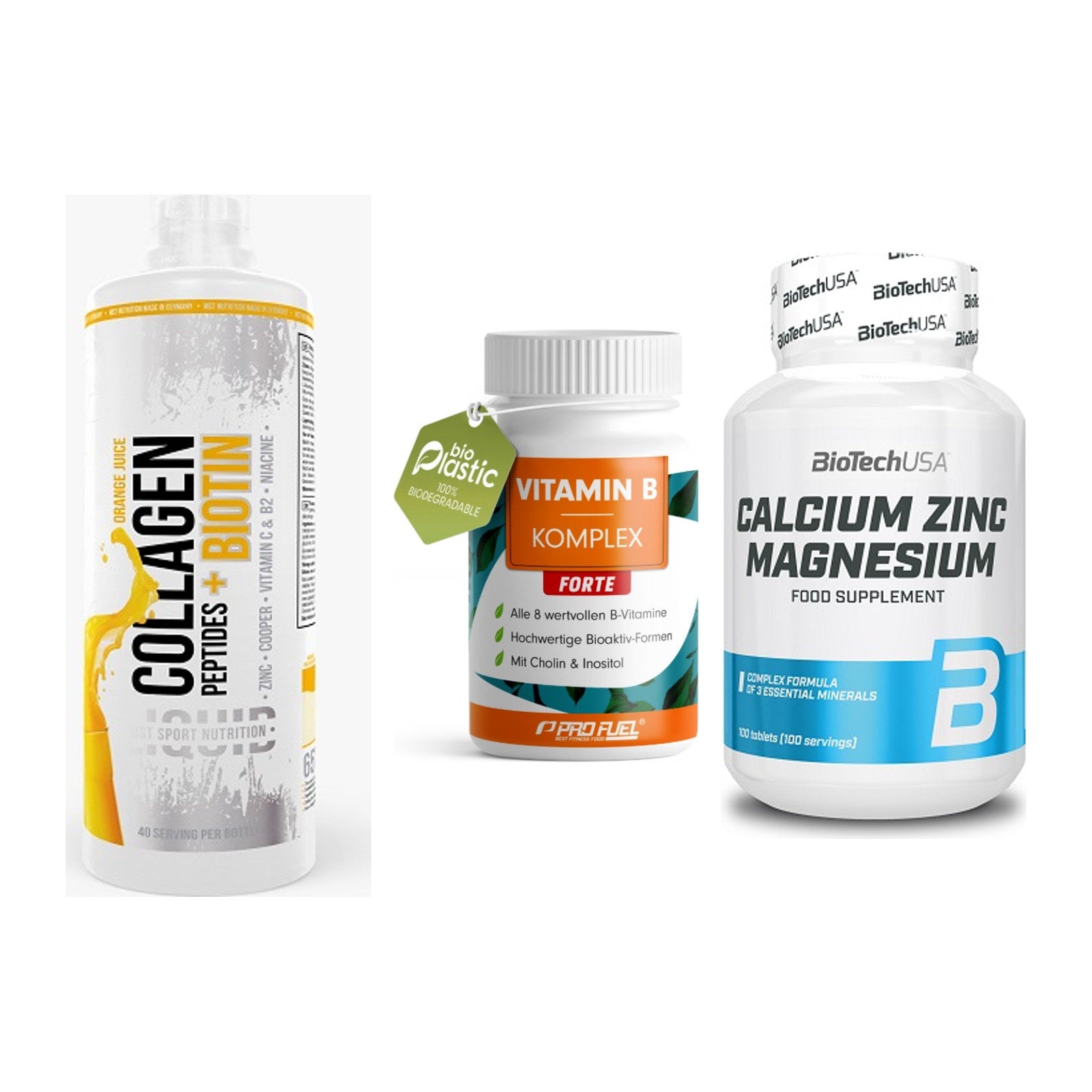 Haut, Haare & Nägel: MST Collagen + ProFuel Vitami + BioTech Calciu – alle enthaltenen Artikel