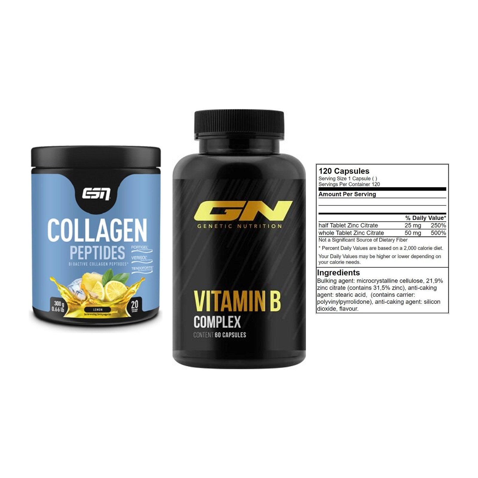 Haut, Haare & Nägel: ESN Collagen + GN Vitamin + GN Zinc Citrat – alle enthaltenen Artikel