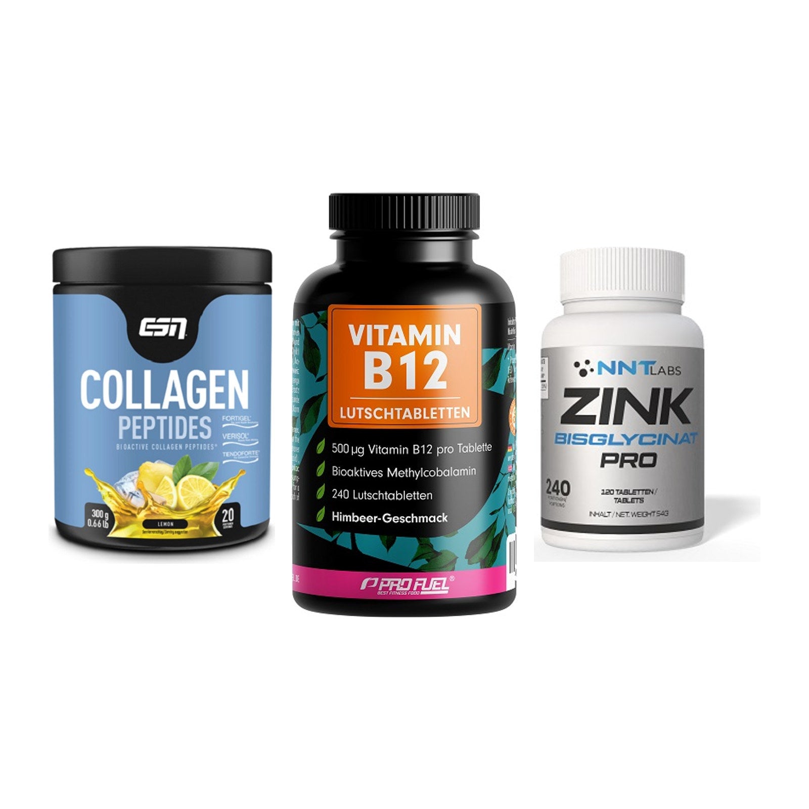 Haut, Haare & Nägel: ESN Collagen + ProFuel Vitami + NNT Zink 50mg – alle enthaltenen Artikel
