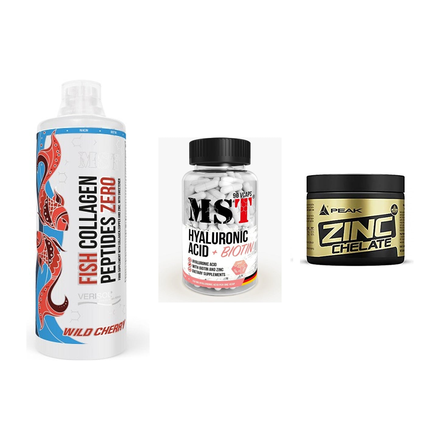 Haut, Haare & Nägel: MST Fish + MST Hyaluronic + Peak Zink – alle enthaltenen Artikel