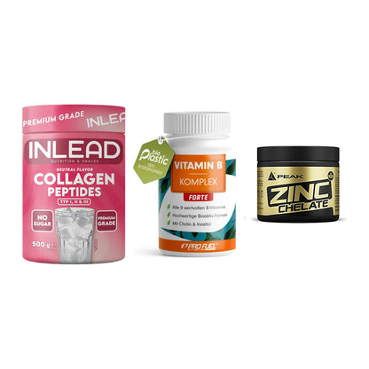 Haut, Haare & Nägel: INLEAD Collage + ProFuel Vitami + Peak Zink – alle enthaltenen Artikel