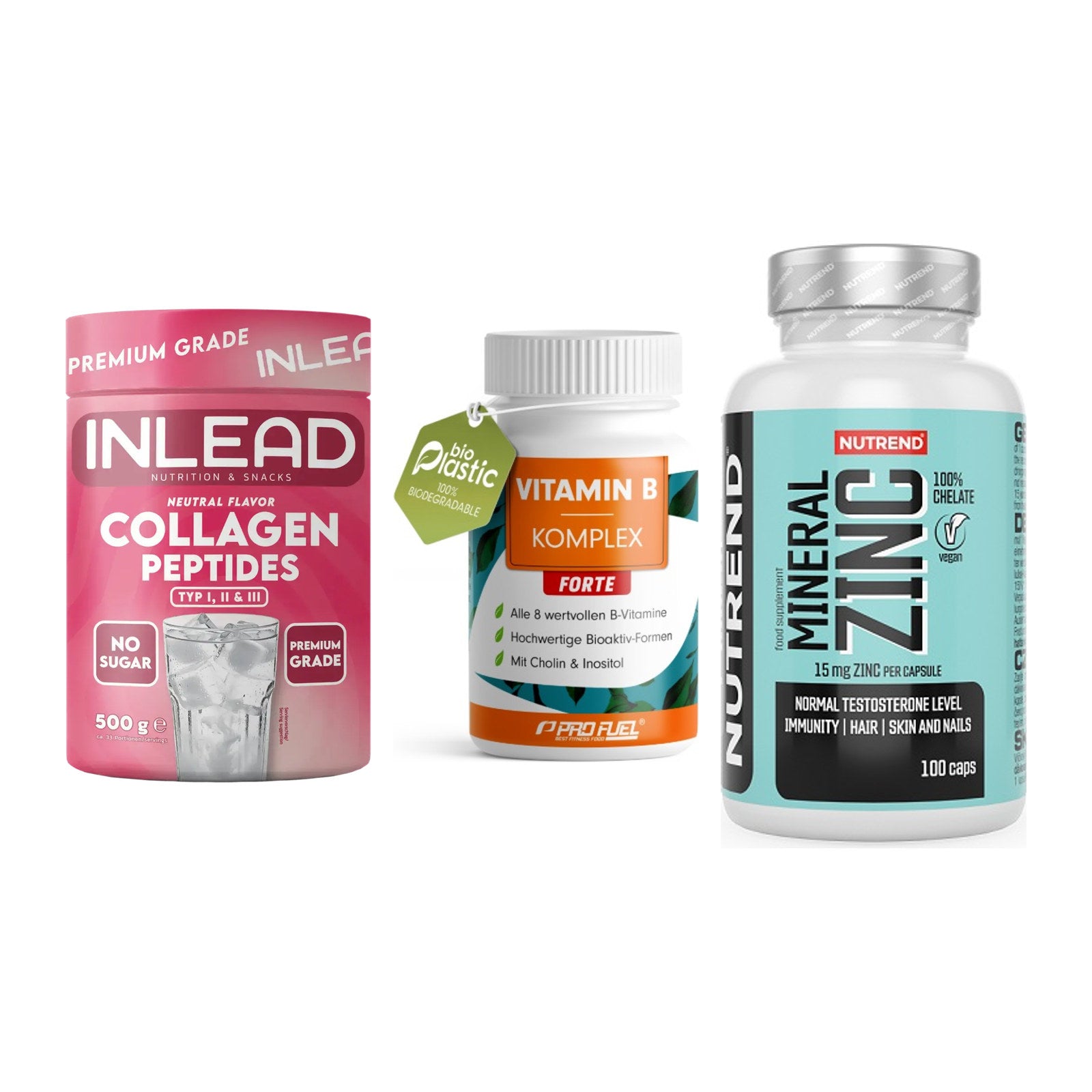 Haut, Haare & Nägel: INLEAD Collage + ProFuel Vitami + Nutrend Zinc – alle enthaltenen Artikel