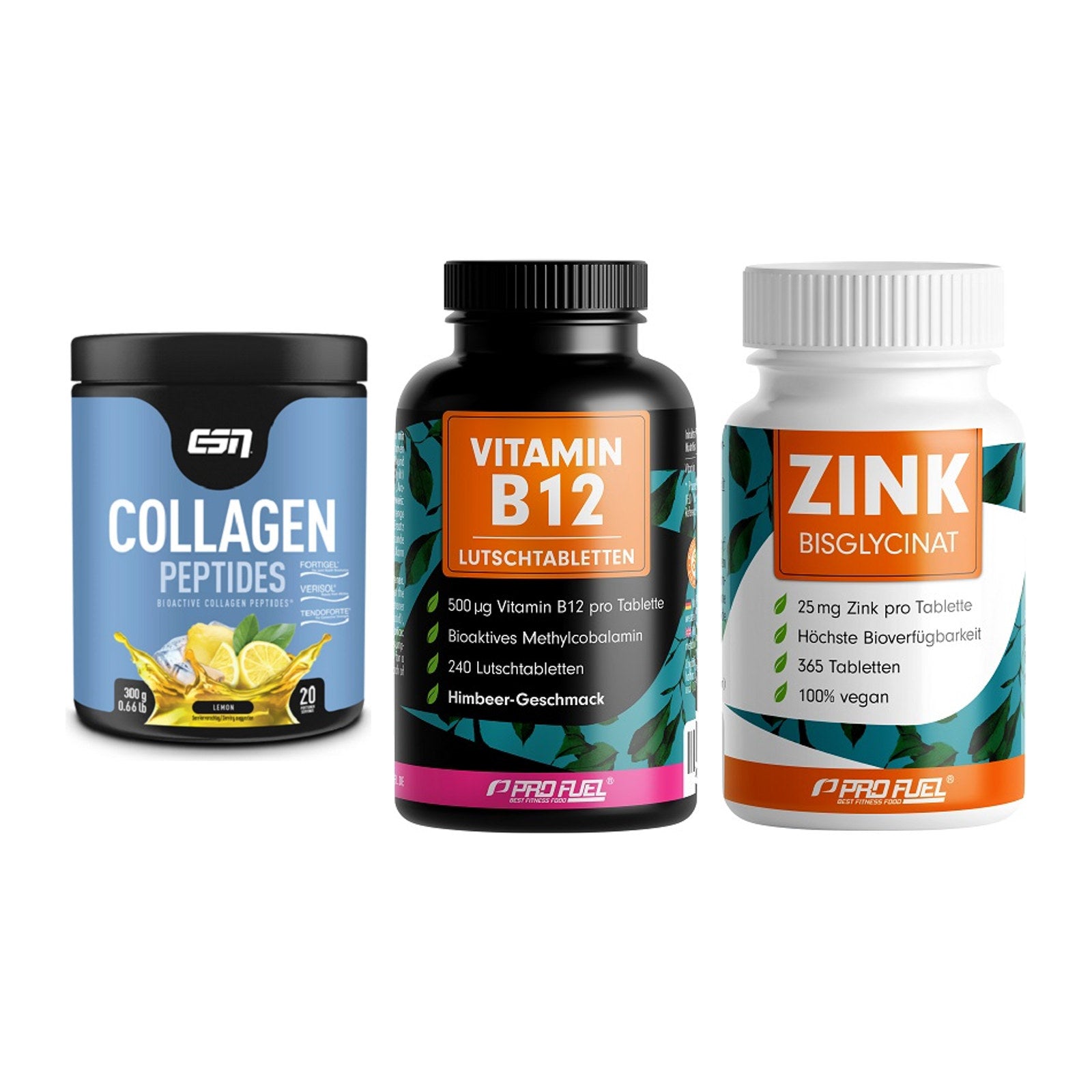 Haut, Haare & Nägel: ESN Collagen + ProFuel Vitami + ProFuel Zink – alle enthaltenen Artikel