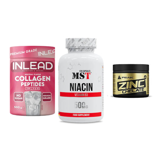 Peau, cheveux et ongles : INLEAD Collage + MST Niacin + Peak Zinc – tous les éléments inclus