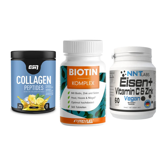 Haut, Haare & Nägel: ESN Collagen + ProFuel BIOTIN + NNT Eisen – alle enthaltenen Artikel