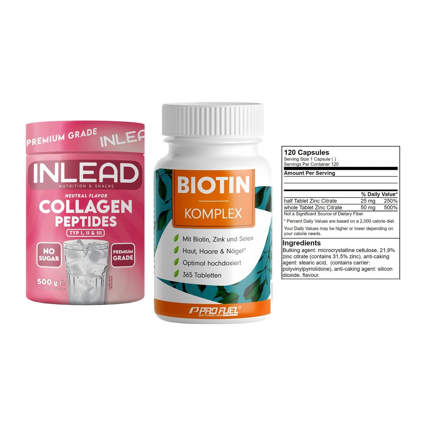 Haut, Haare & Nägel: INLEAD Collage + ProFuel BIOTIN + GN Zinc Citrat – alle enthaltenen Artikel