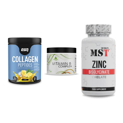 Haut, Haare & Nägel: ESN Collagen + Peak Vitamin B + MST Zinc – alle enthaltenen Artikel
