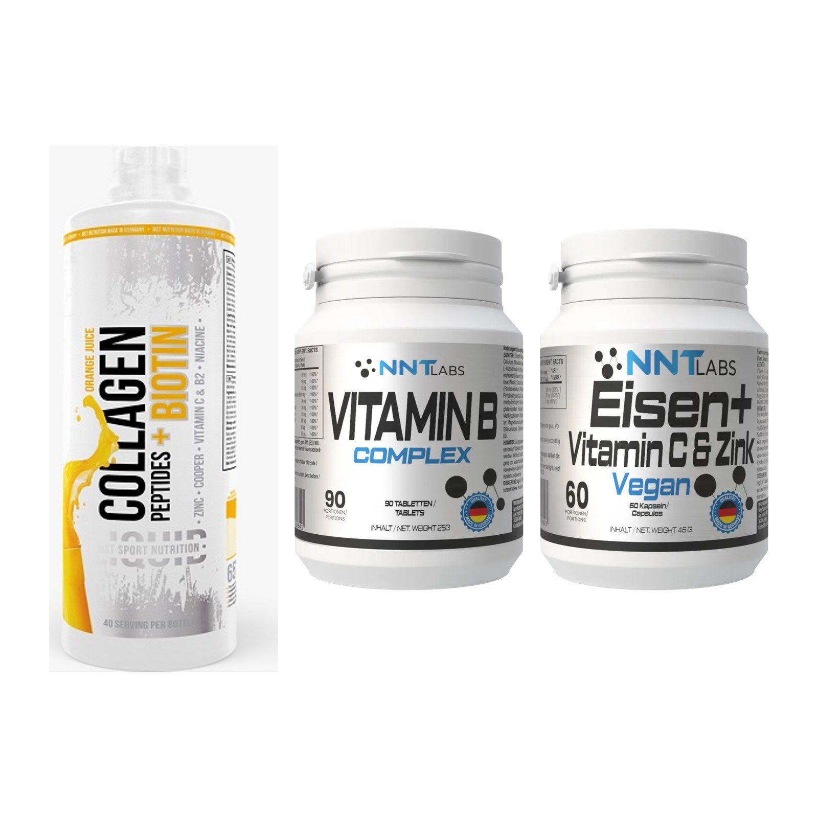 Haut, Haare & Nägel: MST Collagen + NNT Vitamin B + NNT Eisen – alle enthaltenen Artikel