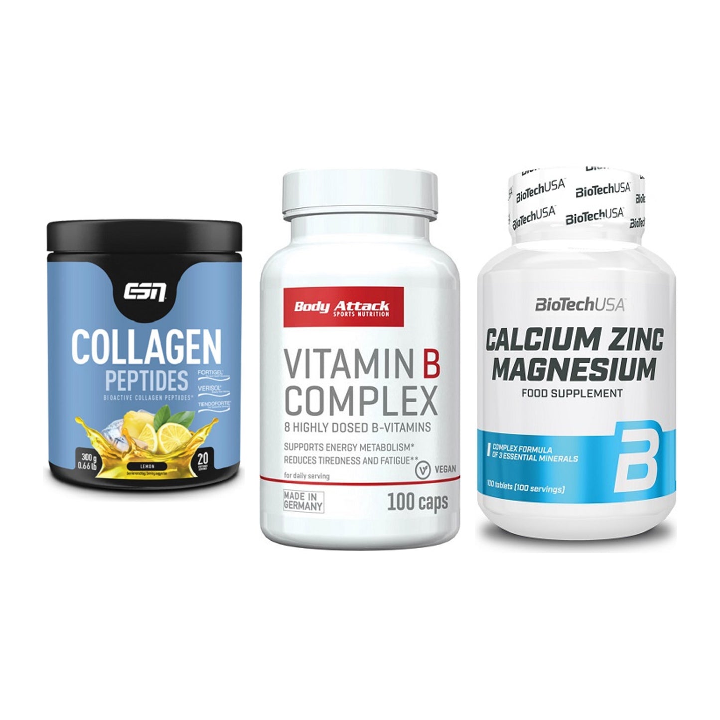 Haut, Haare & Nägel: ESN Collagen + Body Attack + BioTech Calciu – alle enthaltenen Artikel