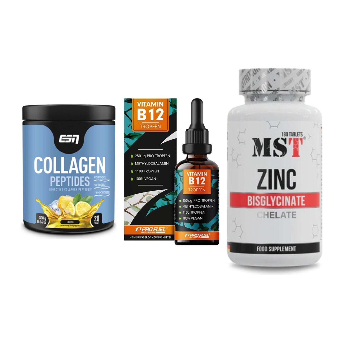 Haut, Haare & Nägel: ESN Collagen + ProFuel Vitami + MST Zinc – alle enthaltenen Artikel
