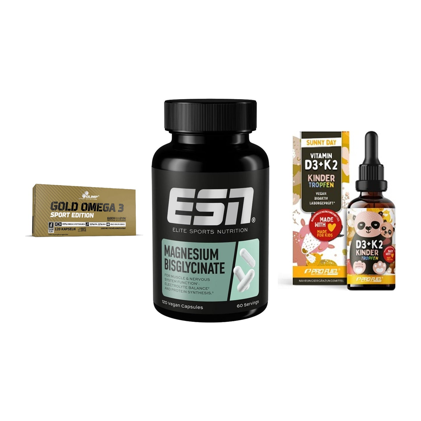 Herz & Gefäße: Olimp Omega 3 + ESN Magnesium + ProFuel VITAMIN – alle enthaltenen Artikel