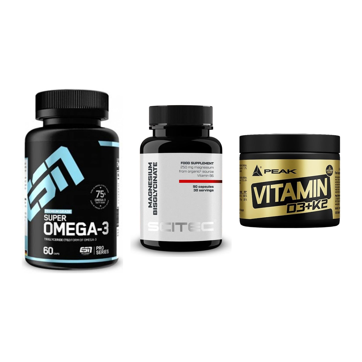 Herz & Gefäße: ESN Omega 3 + Scitec Magnesium + Peak Vitamin – alle enthaltenen Artikel